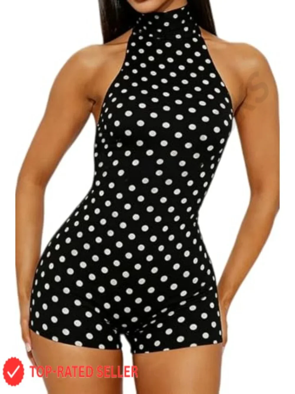 Women's Backless Halter Neck Tie Short Jumpsuit Clubwear Party Outfit Polyester